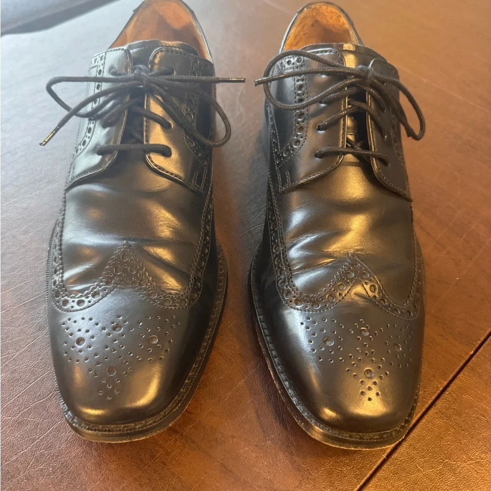 Cole Haan Men’s Giraldo Black Leather Wingtip Oxford/Derby Dress Shoe